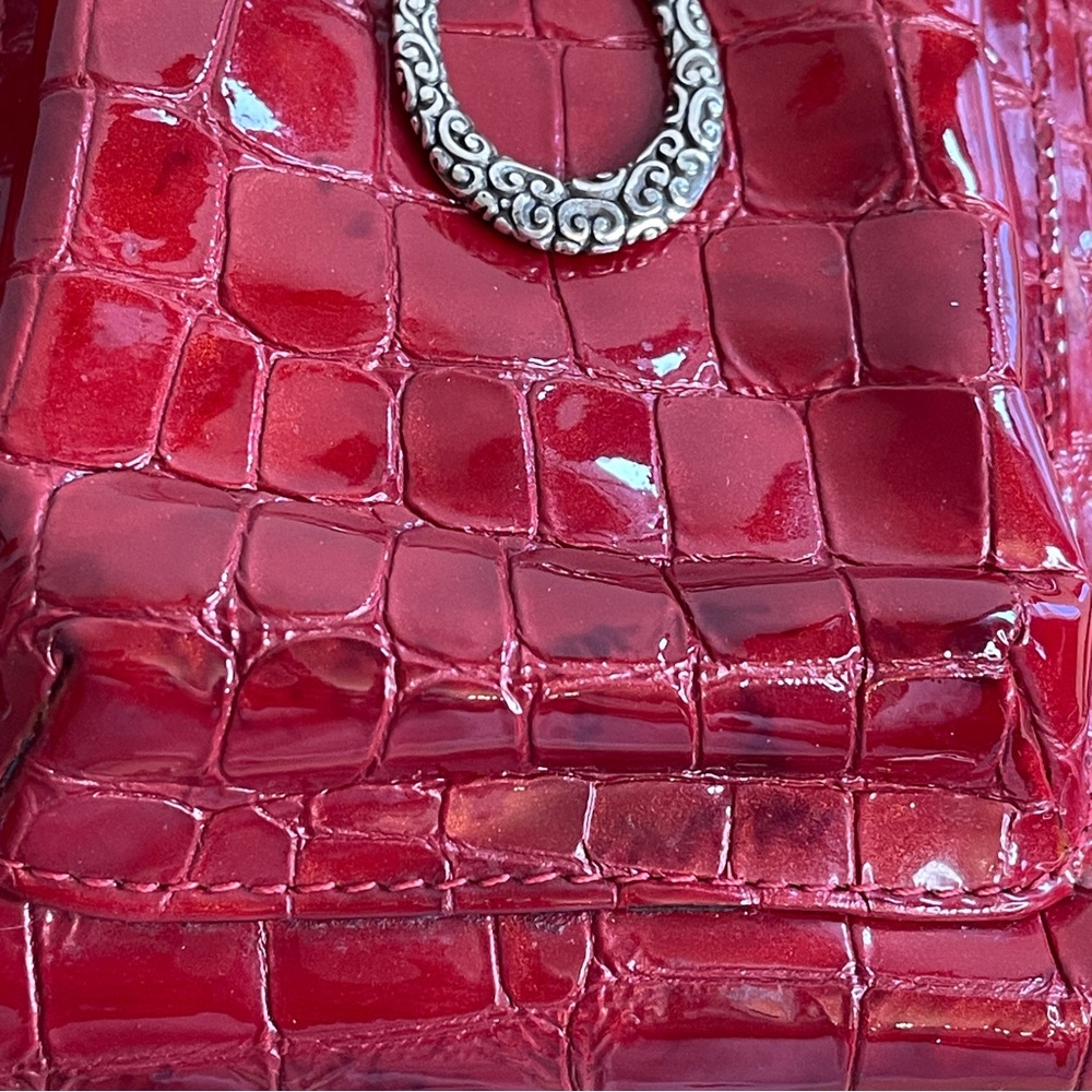 Brighton Red Faux Leather Crocodile Handbag Crossbody - Picture 12 of 14